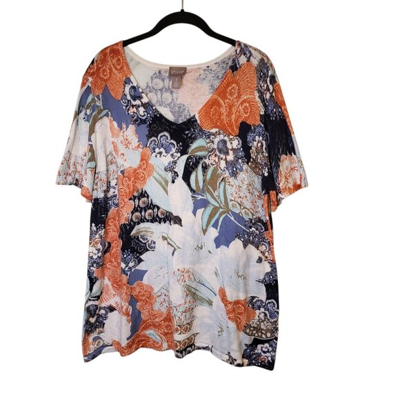 Chico's Tops - Chico's Women's Spring Summer Artsy Multi-colored Short Sleeve Shirt Sz XL 16/18